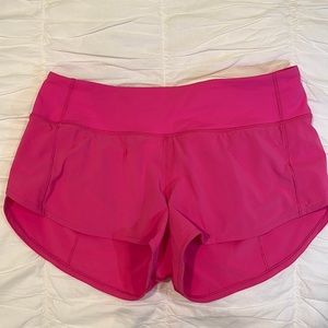 Lululemon sonic pink speed up shorts, size 6, length 2.5